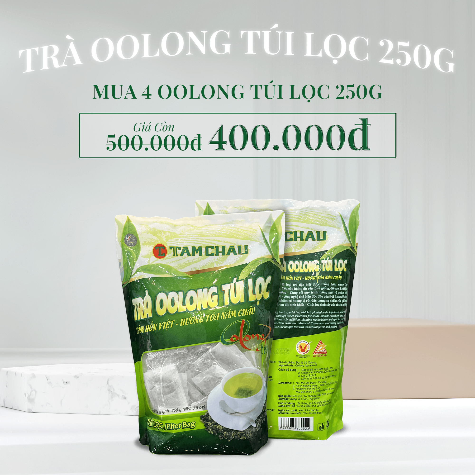 Combo ưu đãi trà Oolong túi lọc gói 250 g